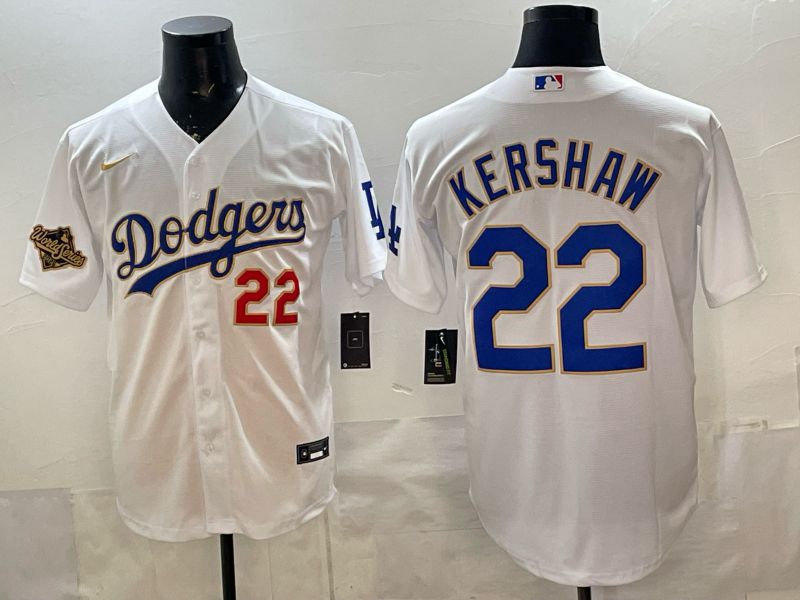 Men Los Angeles Dodgers #22 Kershaw White blue Game 2026 Nike MLB Jersey style 0070->los angeles dodgers->MLB Jersey